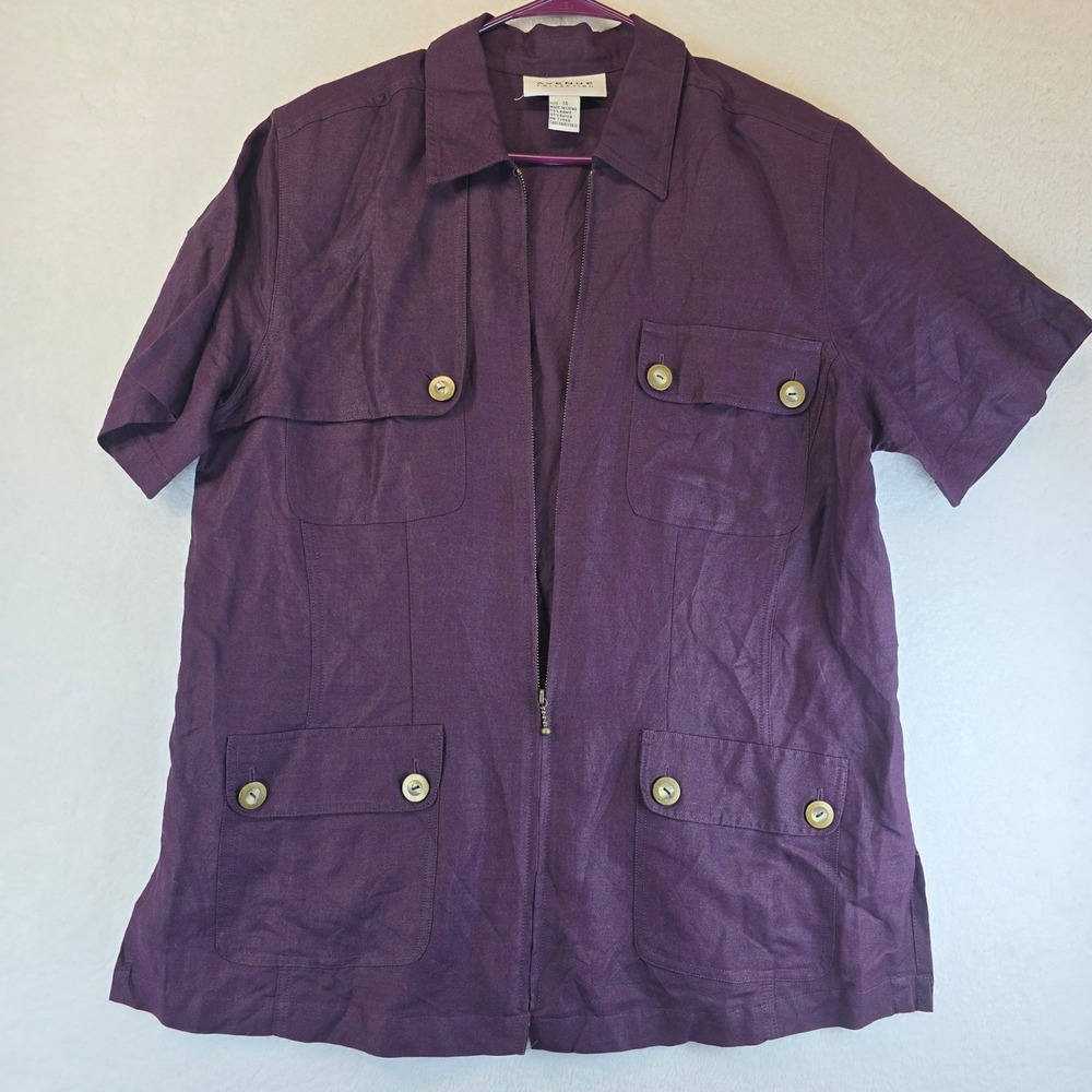 Vintage Y2K Avenue Zip Up Safari Jacket Utility Layering‎ Gorpcore Plum Women 14